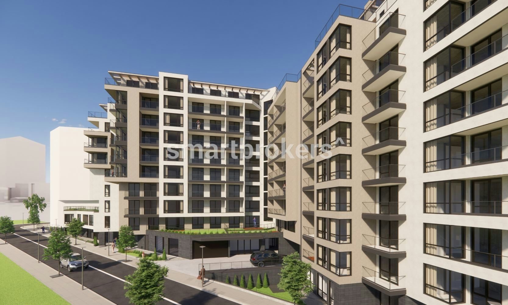 Two-bedroom apartment for sale on putty and plaster in a newly constructed building in Poligona district, built with high-end materials, near The Mall